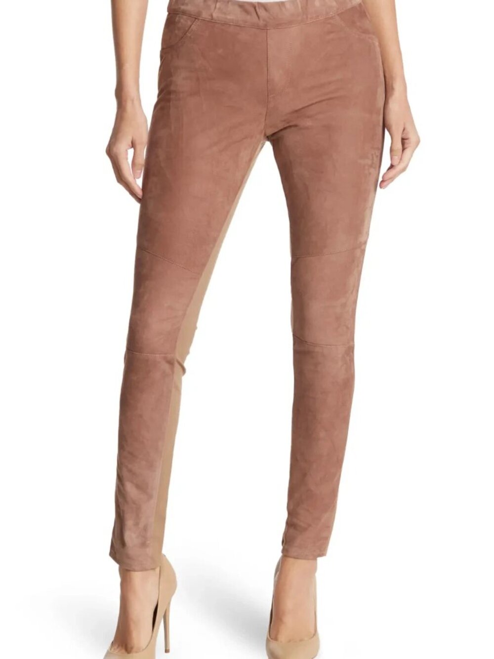 NWT AS by DF Kiki Suede Real Leather Skinny Pants In Parisian Rose Size Small